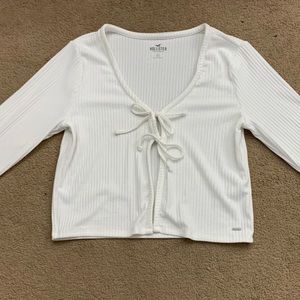 Hollister white tie front long sleeve top size XL